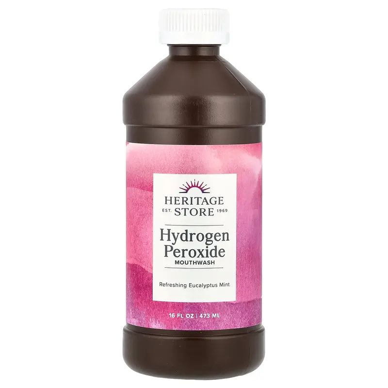 Heritage Store Hydrogen Peroxide Mouthwash, Refreshing Eucalyptus Mint, 16 fl oz (473 ml)