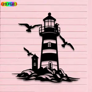 1pc Avant-Garde Lighthouse with Seagulls Metal Wall Art, Avant-Garde Lighthouse with Seagulls Statue Mural, Iron Craft, Perfect for Living Room, Patio Wall, Outdoor Space Decor, Silhouette Wall Decor,Christmas Decor, Ideal Gift for Trend Seekers