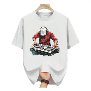 Men's Summer Graphic Print Short Sleeve T-Shirt - DJ Vinyl Record Art Design, Regular Casual Music Theme T-Shirt, Trendy Fashion, Street Style, Soft Texture, Men's Graphic Tees T-Shirt for Men ​   short sleeve shirt