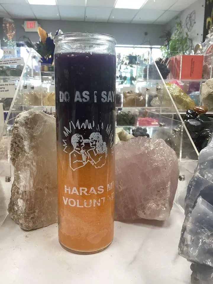 Do As I Say Purple & Orange Candle - Wax Attribute - Haras My Voluntariness Text