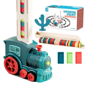 Domino train lighting music children's educational early education building blocks automatically put brand car baby toy car boys and girls.