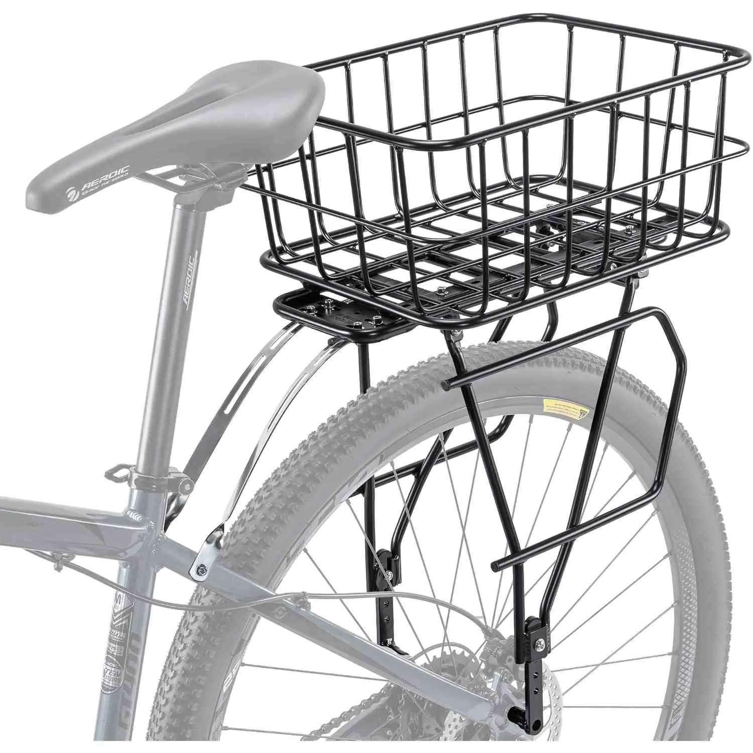 Rear  Rack with Basket -  Cargo Rack for Disc /Non-Disc  Mount - Bicycle Pannier Rack, Touring Carrier Rack fit 26"-29" and 700c