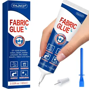 Fabric glue for clothing, permanent and washable; 60 ml liquid stitch adhesive; fabric adhesive; anti-fray check; super no-sew clear fusion glue for all patches; 24-hour drying time and waterproof.