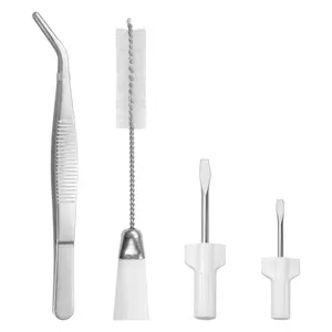 4-Piece Sewing Machine Cleaning Repair Tool Kit Includes Tweezers, Double Headed Lint Brush, Screwdrivers for Repair Overlock, Serger Service and More Sewing Machines