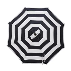 9 ft. Tiltable Navy White Stripe Market Umbrella