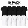 Men's Basic Cotton Tees 10-Pack ($34.99) - Vintage Retro Unisex Loose Soft Short-Sleeve Round Neck Drop-Shoulder Tops, Minimal Streetwear Clothing, Summer Layering Essentials (2 Black, 2 White, 6 Mixed Colors)