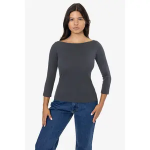 43044 - Baby Rib 3/4 Sleeve Boatneck Top