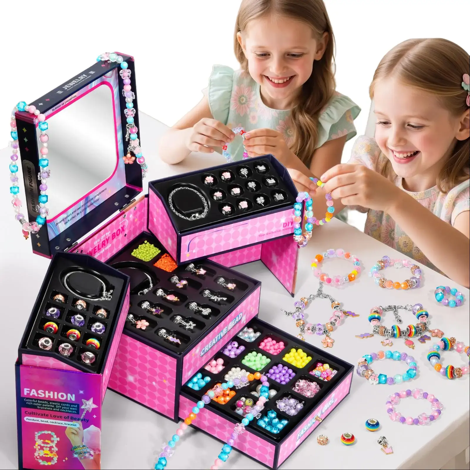 2026 New Princess DIY Jewelry Making Kit | Butterfly Pearl Diamond Beads | Beaded Pen Charms for Girls | Handmade Bracelet Necklace Craft Set | Birthday Gift for Kids Ages 3-12 | Fine Motor Skills Toy