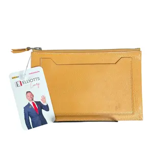 Pre-owned HERMÈS Leather Small Leather Goods Hermes Chevre Clarisse GM SHW Tan Zippy Clutch Pouch