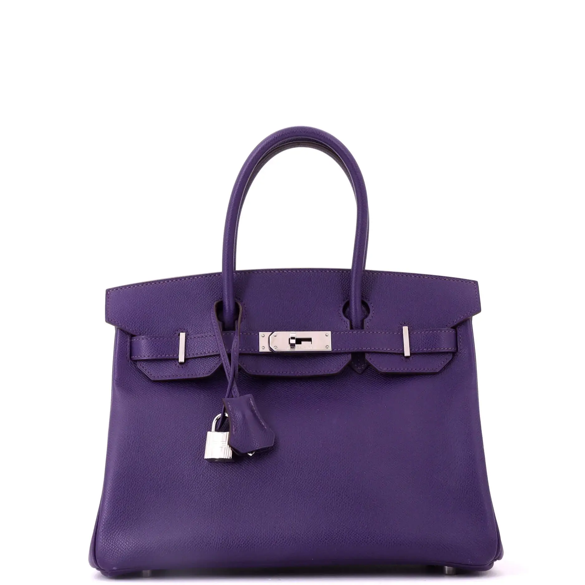 Pre-owned HERMÈS Leather Top Handle Bags Hermes Birkin Handbag Iris Epsom with Palladium Hardware 30 by Rebag