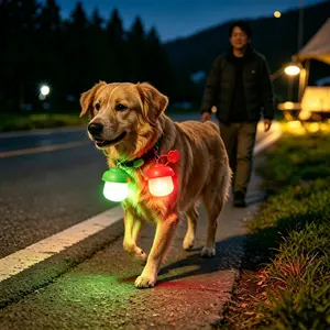 Cute Mushroom Pet LED Safety Light, Waterproof Silicone Collar Blinker for Night Walking, 3 Flashing Modes Clip-On Charm Pendant