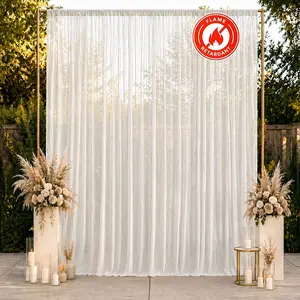Chiffon Backdrop Curtain Panel 10ft x 12ft – White Durable Flame Resistant Sheer Draping Fabric with Rod Pocket