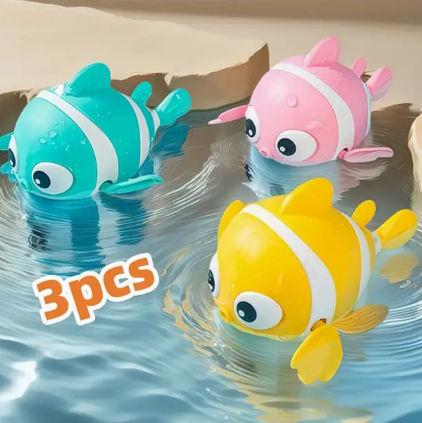 3pcs Colorful Fish-Shaped Wind-Up Bathtoys - Mold-Free, Self-Moving, Interactive Toddler Toys for Bathroom Use, Halloween Little Gifts for Girls