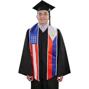 Mixed USA & Philippines Graduation Stole - Mixed USA & Philippines Flag Sash
