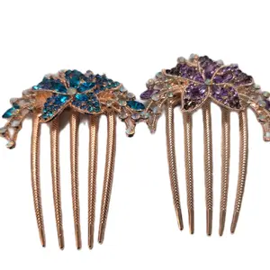 Elegant Vintage Alloy Flower Comb with Tooth for Ponytails , Perfect for Gift , Very Beautiful for Any Occasion Any Time Wear two for this price.