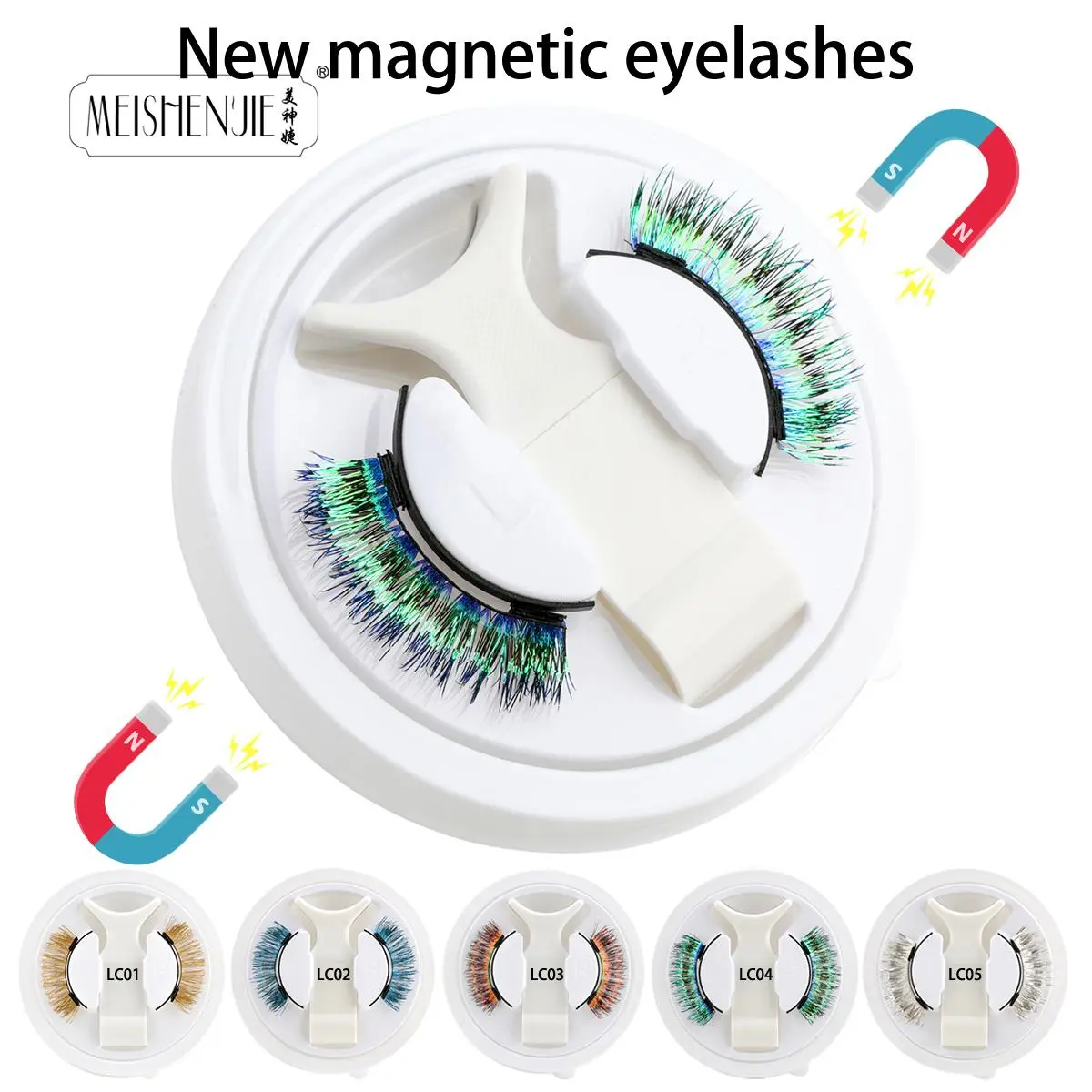 1 Pair Colorful Magnetic Lashes Wispy Fluffy Handmade No Glue Free False Eyelashes Reusable Anime Magnetic Eyelashes Makeup Tool