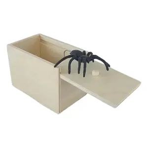 Rubber Spider Prank Wooden Box, Durable Wood, 1 Count Trick Play Joke Gag Toy, Creative Gift for Kids, Toys for Boys Toys for Grown Ups