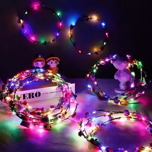 30PCS LED Flower Crown Headband for Girls Light Up Floral Hairband Glowing Party Favors Unique Gifts Under 30 Dollars Perfect for Birthday Wedding Festival Concert