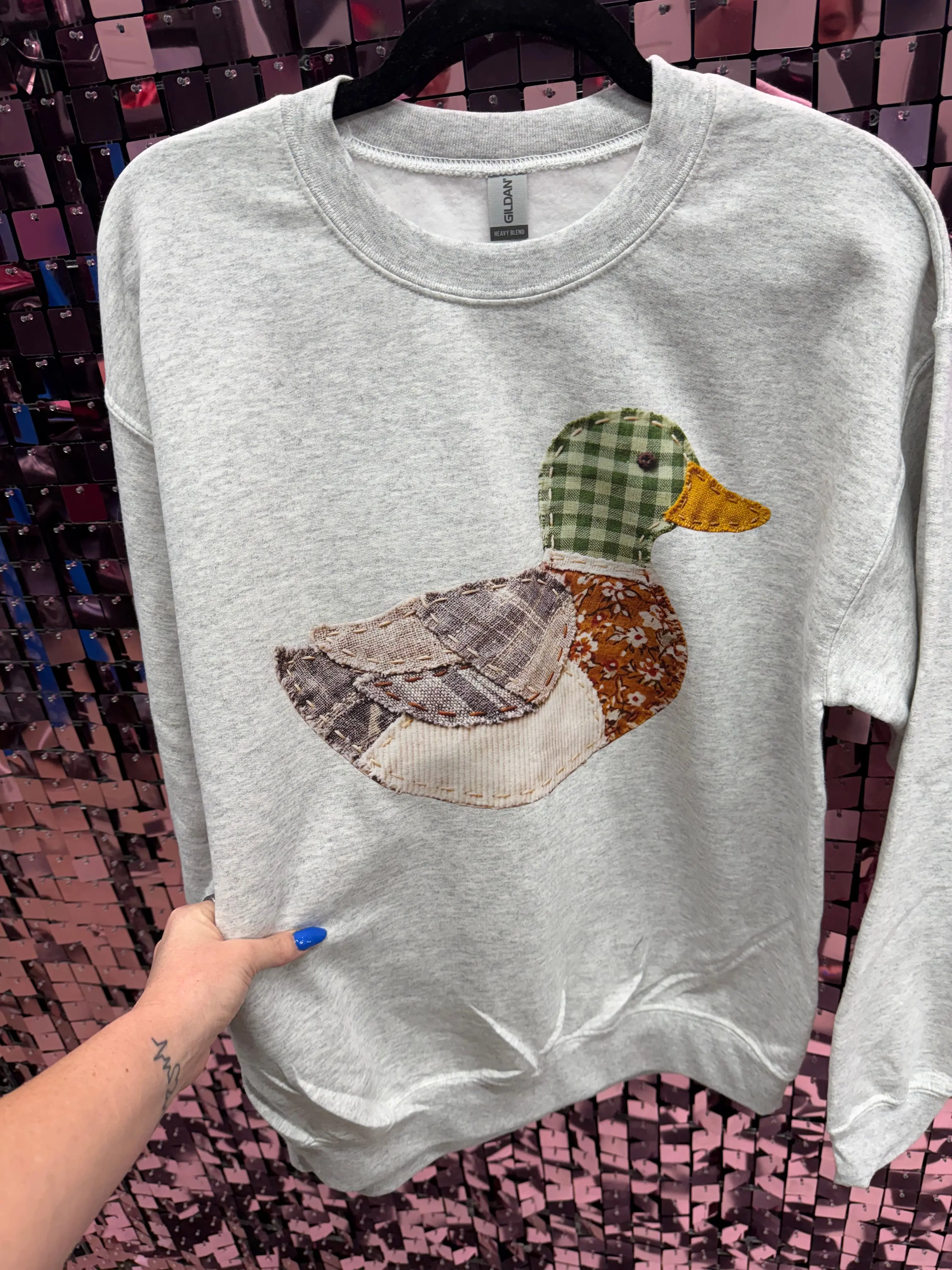 Faux Patchwork Duck Sweatshirt