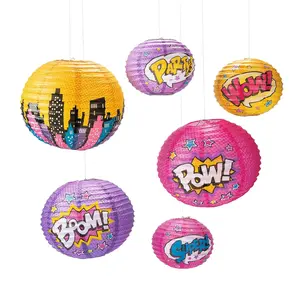 8" - 12" Girl Superhero Hanging Paper Lanterns - 6 Pc.