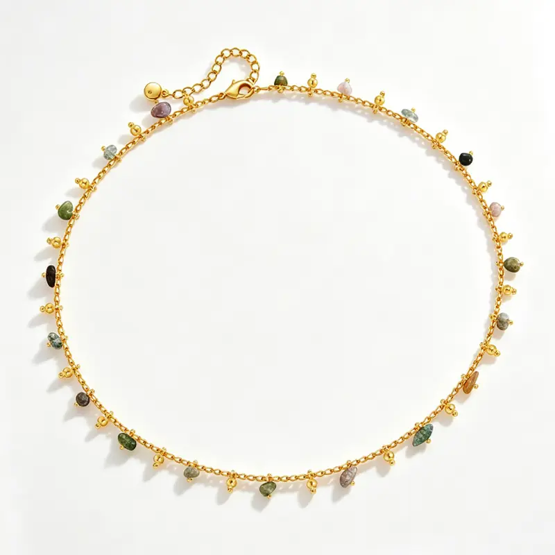 Dainty Boho Natural Stone Choker Necklaces for Women, 18K Gold Plated Beaded Chip Stone Chain Summer Beach Collar daily wear Jewelry Gift for Her backtoschool