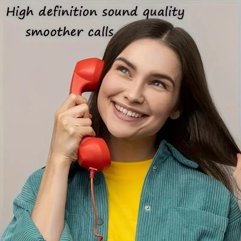 New TYPE-C Straight Plug Phone Retro Mute, C-Style No Conversion Needed, External Call Handset with Simple Ergonomic Design in Colorful Various Dreamy Colors Portable Mini audio Black Headset