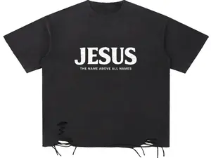 JESUS THE POWER OF SALVATION - SACRED (Snow Washed Raw-Hem T-Shirt)
