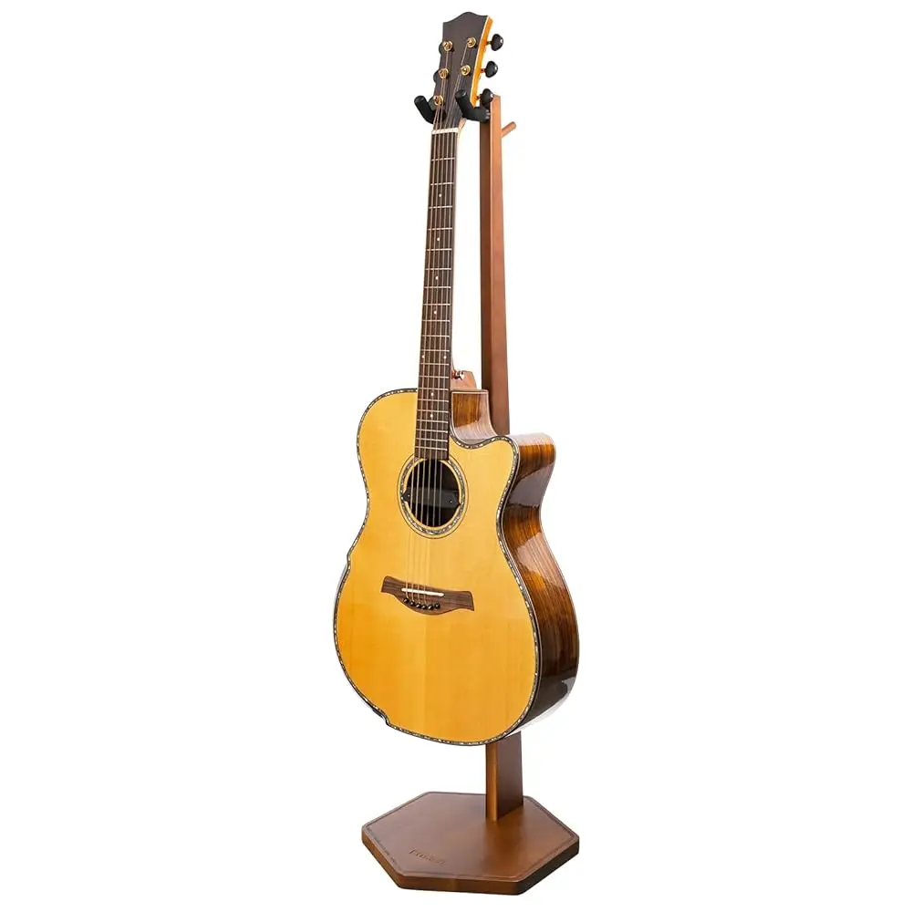 STRICH Acoustic Guitar Stand, Hardwood 37.4" Height Floor Guitar Display, Walnut Guitars Holder with Hanger for Home & Studio