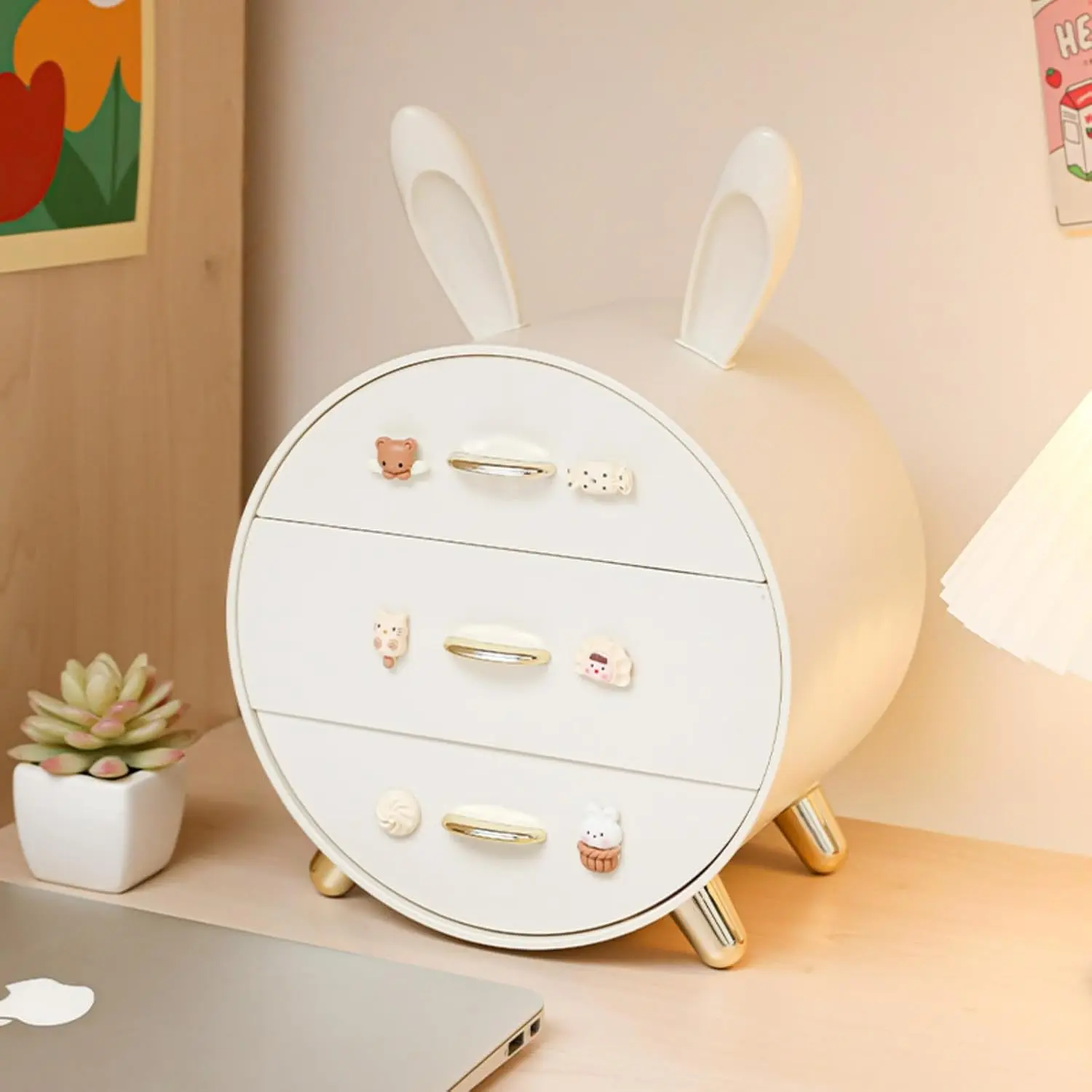 Space-Saving Storage Box, Cute Cartoon Desktop Organizer, Cosmetic and Perfume Holder, Beauty Organizer, Stackable Makeup Tray, Ideal for Kids' Toys, Box Organiser