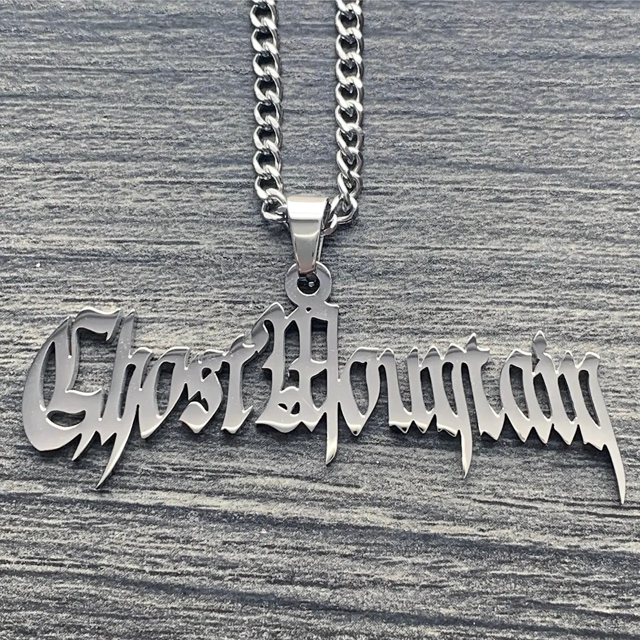 Ghost Mountain Necklace 1.5" Mirror Polished Stainless Steel Haunted Mound Pendant with Choice of Chain Free Gift Included