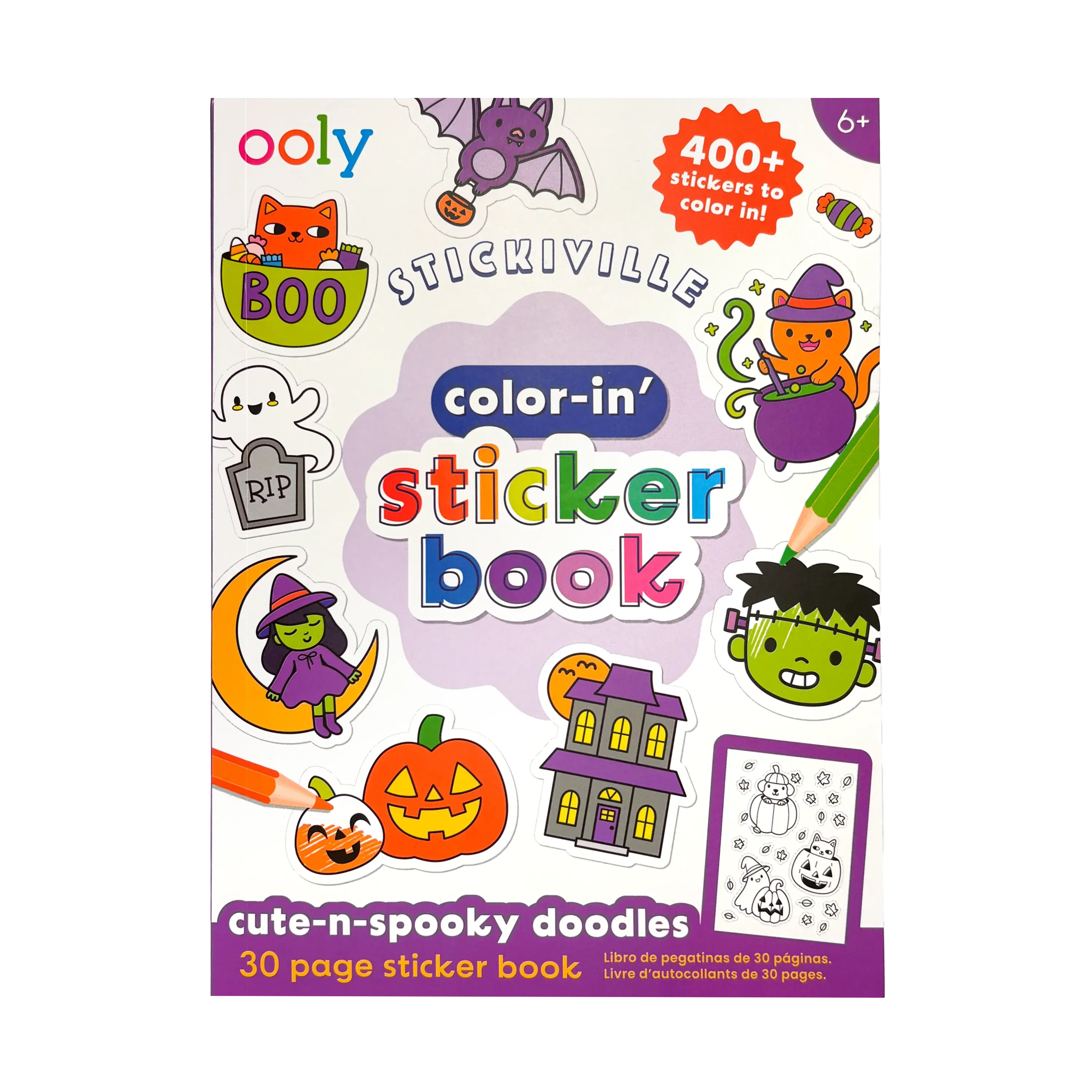 Stickiville Color-In' Sticker Book - Cute-N-Spooky Doodles - 400+ Stickers