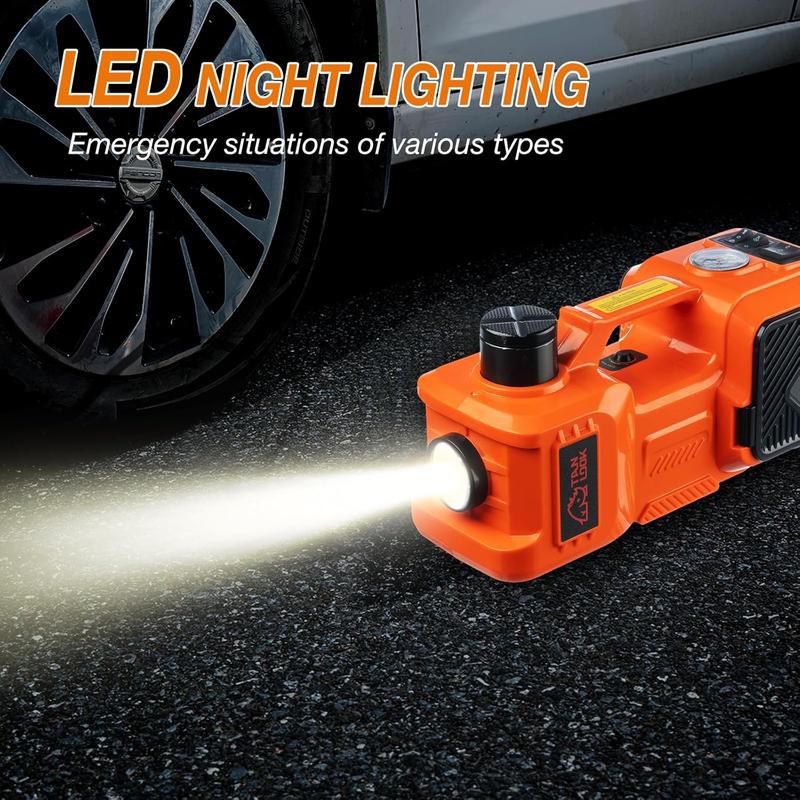 Electric Car Jack Kit with Hydraulic Lift 5-Ton, Tire Inflator Heavy-Duty 12V Floor Jack for Sedans,SUVs,MPVs & Trucks.Ideal for Tire Changes & Garage Repairs