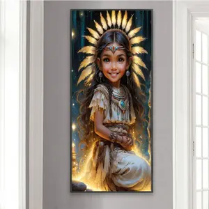 Indian Teenager Pattern DIY Diamond Arts Colorful Painting Kit without Frame, 5D Diamond Decor Painting by Numbers Kit, Wall Art Decor for Home Living Room Bedroom