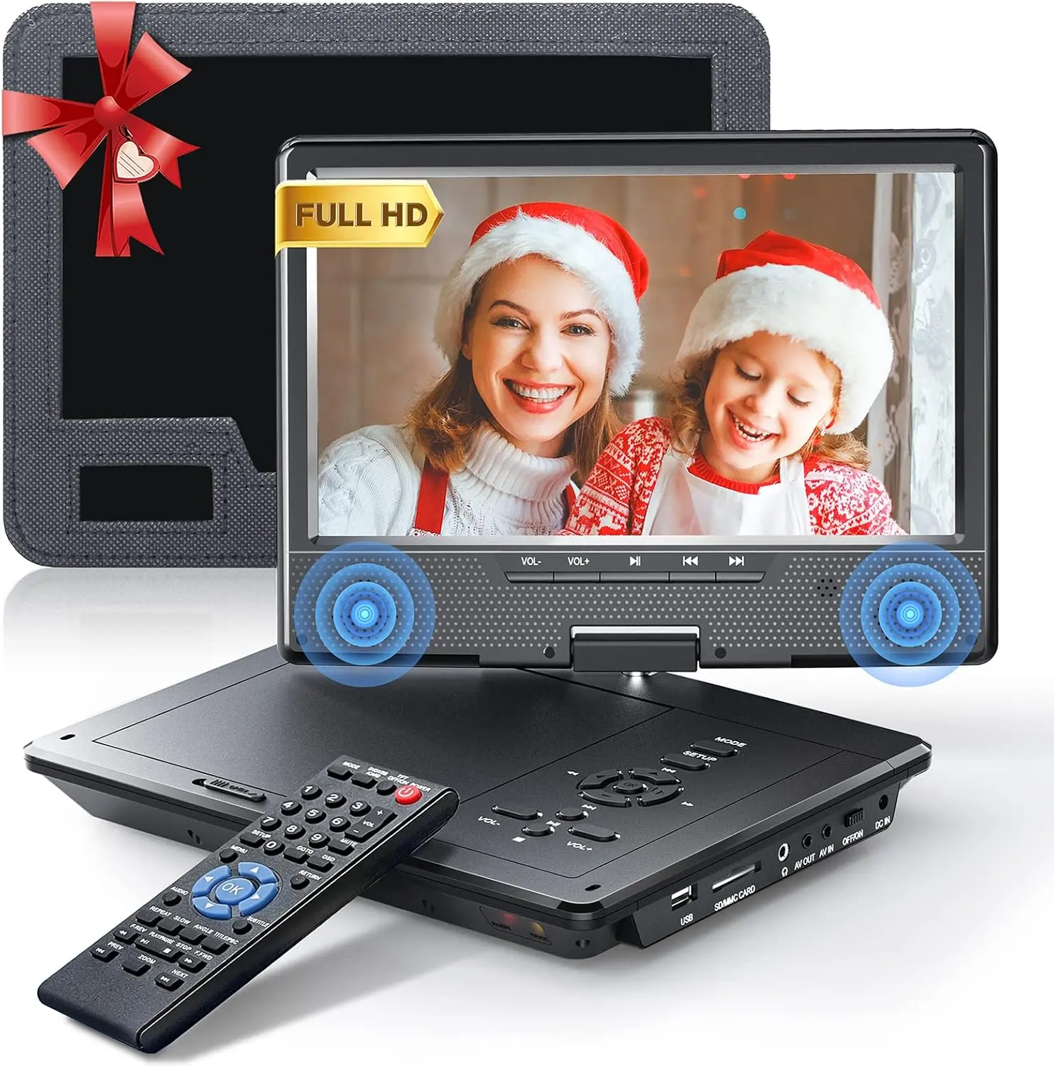 12.5" Portable DVD Player for , 10.5"  Swivel Screen with  Headrest Holder, 5-Hour Rechargeable, Support USB/SD/Sync TV, Regions Free, Last Memory