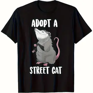 Adopt A Street Cat Cute Funny Possum Graphic T-Shirt Unisex