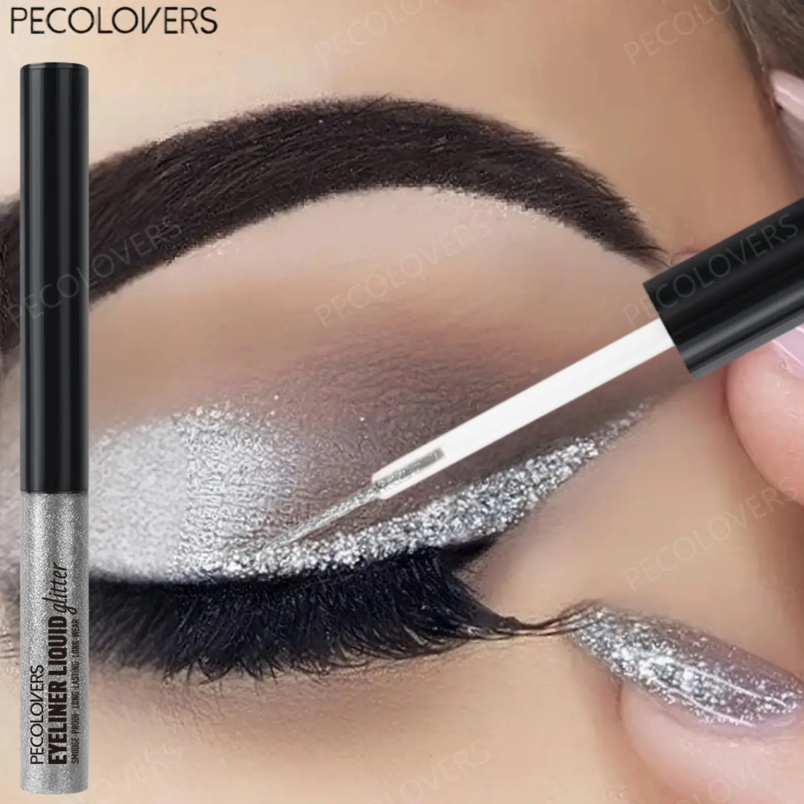 1Pc Sparkling Eyeliner Liquid - High Pigment Eye Liner, All-Day Wear For Everyday Makeup, Silver And Pink, Eye Cosmetic, Eyeliner For Waterline