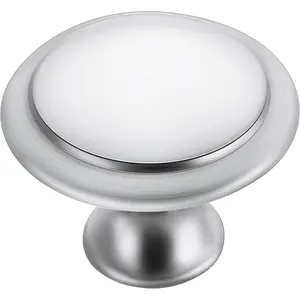 30 Pack Brushed Nickel Kitchen Cabinet Knobs 1-1/4 Inch Round Drawer Pulls Satin Nickel Stainless Steel Drawer Handles Door Hardware for Dresser Cabinets
