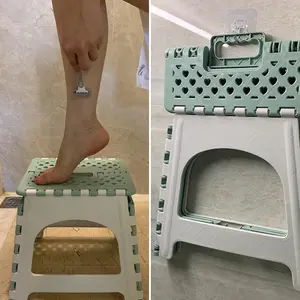 Shower Stool for Inside Shower Shaving Legs, Foldable Shower Small Shower Stool, Waterproof Corner Shower Foot Rest, Pedicure Stand Foot Rest,Green