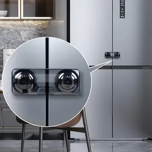 EUDEMON 2 Pack Childproof Refrigerator Lock, Baby Safety French Fridge Door Lock, Freezer Lock, Invisible Cabinet Cupboard Lock for Toddlers, Easy to Install, no Tools Need or Drill
