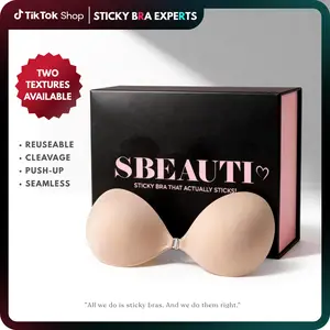 SBEAUTI Push up Sticky bra Seamless Strapless Backless Sweat proof glue Ligher fabric adhesive Cleavage Bra Invisible Bra for Date Night Party Wedding dress SummerVibe