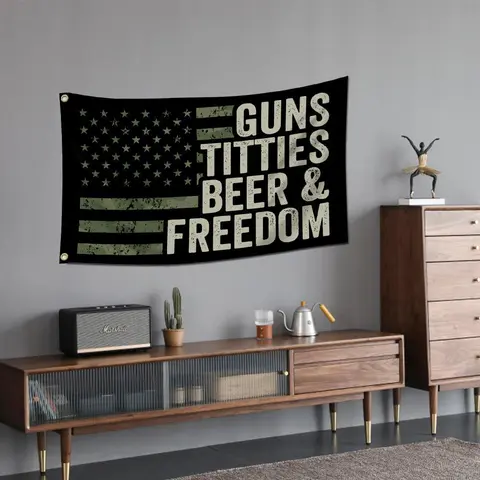 American Flag Garden Banner Without Pole, Patriotic Home Decor, Decorative Tapestry, Versatile Creative Yard Decoration, Makeup Table Accessories, Men's Gift Idea