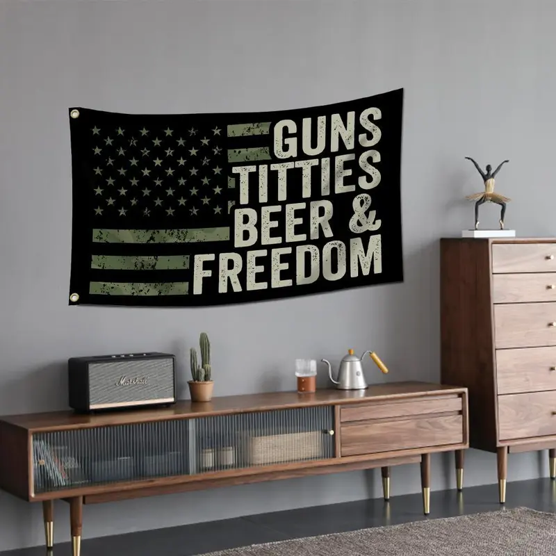 American Flag Garden Banner Without Pole, Patriotic Home Decor, Decorative Tapestry, Versatile Creative Yard Decoration, Makeup Table Accessories, Men's Gift Idea