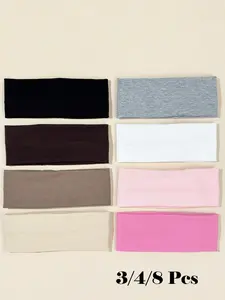 8pcs Solid Color Breathable Moisture-Wicking Sports Headbands, Suitable for Gym, Running and Daily Wear, Sweat-Absorbing Hairbands, Elastic Headbands, Training Fitness Sweatbands, Workout Headband