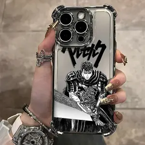 Berserk Guts Anime Plating Smartphone Case, Matte Black/Multicolor Laser Metallic Aurora Casing for iPhone 17,16,15,14,13,12,11 Pro Max Plus Air, Compatible with Cellphone & Handheld Devices