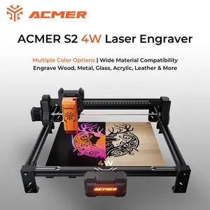 ACMER S2 4W Laser Engraving and Cutting Machine, suitable for materials such as wood, artificial leather, acrylic, ceramics, and coated metals | Ideal for individual creators, wood carving enthusiasts, and DIY craft lovers.