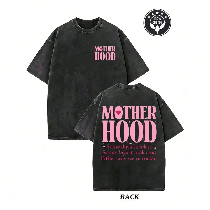Women's Vintage Washed Oversized Short-Sleeve Cotton T-Shirt - Breathable Fabric, Streetwear Style for Mothers, Casual, Shortsleeve,back to school,back to school shopping, Plus Size Fashion