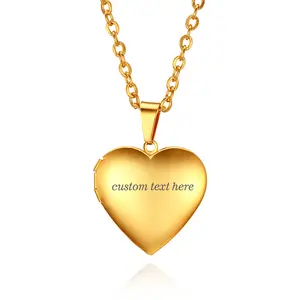OIDEA Openable Locket Pendant Necklace Stainless Steel Free Custom Engraving Memorial Photo Keepsake Gift