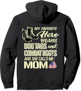 My Daughter Wears Dog Tags And Combat Boots - Proud Army Mom Pullover Hoodie - Rosazamorap Shop 73B094G92V1J