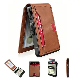Men's Minimalist Bifold Wallet with RFID Protection. Slim RFID Card Wallet 10–13 cards and features a built-in cash clip and ID window. Crafted from aluminum alloy, it boasts a dual-fold design and is equipped with a push-button card ejection slot. S tikt