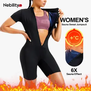 Nebility Sauna Suit for Women Sweat Vest Waist Trainer 3 in 1 Full Body Shaper Workout Jumpsuit Sauna Wear Sports Slim Fit Athletic Training Apparel Gym Clothes Sauna Suit Set Gym Top Sports Slim Fit Sportswear Top